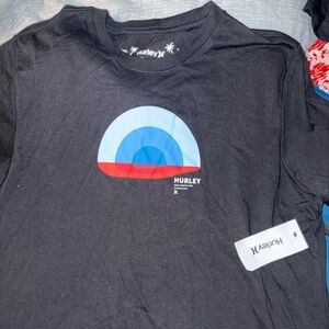 Hurley Black Tee with Blue and Red Graphic